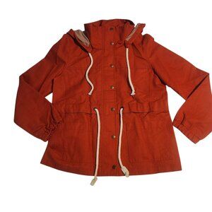 Ann‎ Taylor LOFT Anorak Utility Jacket Hooded Lined Red Womens Medium NEW NWT